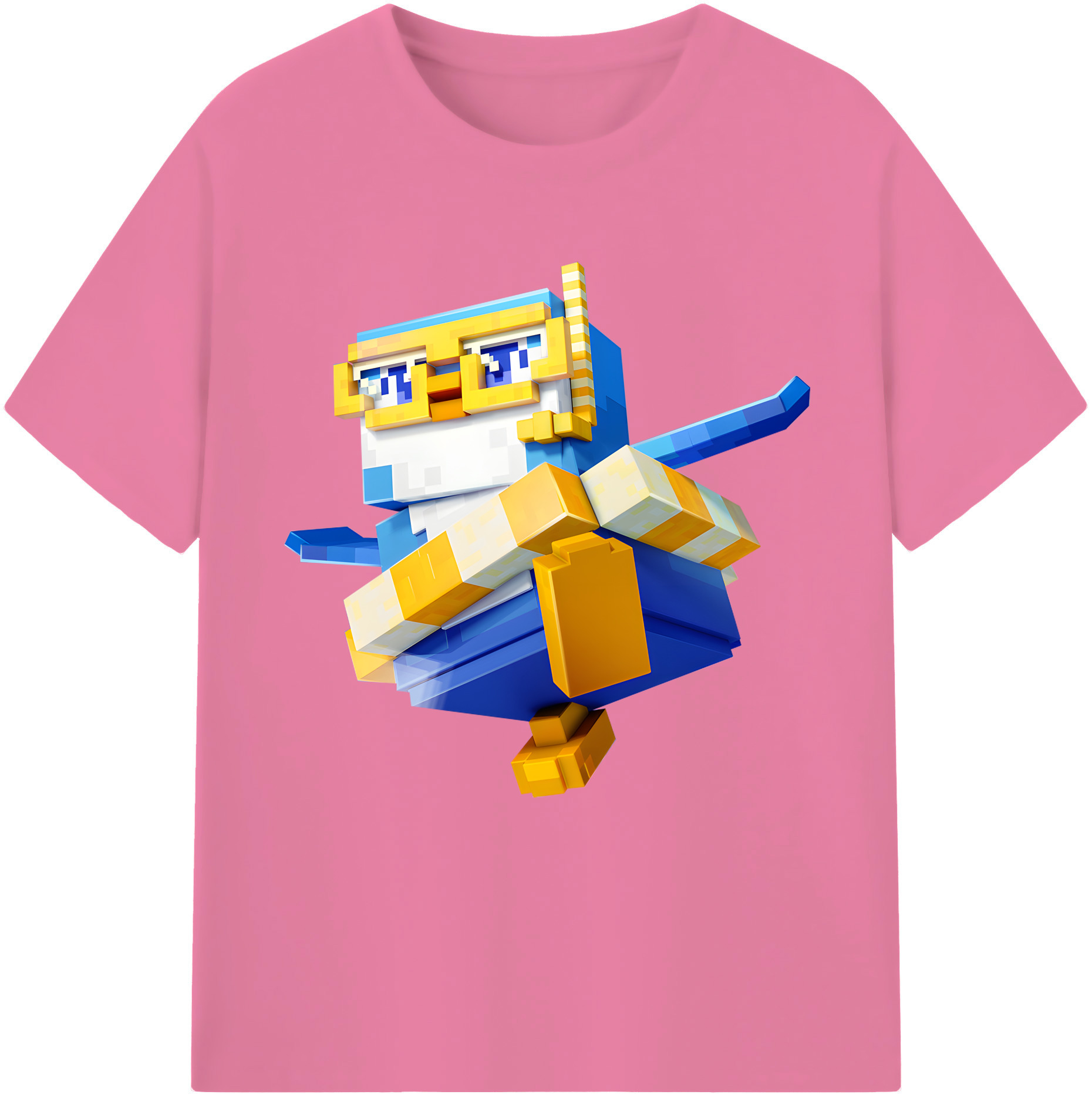 （画像用） マインクラフト ブロックの世界 Minecraft MC Block world 綿100％半袖Tシャツ（フロントプリント）